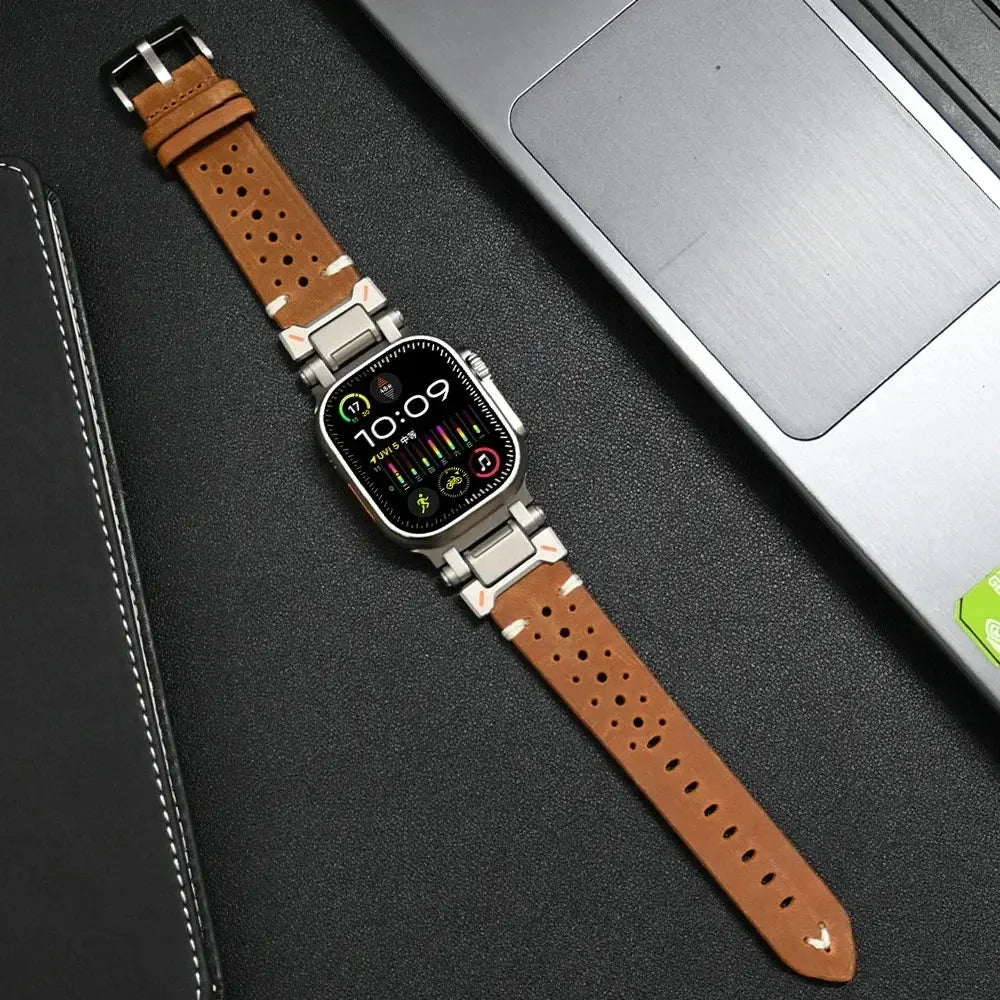 Luxury Leather Band for Apple Watch Ultra 2 49mm Series 10 46mm 9 8 7 45mm Correa Strap for iWatch 6 5 4 Se 3 44mm 42mm Bracelet Avontic