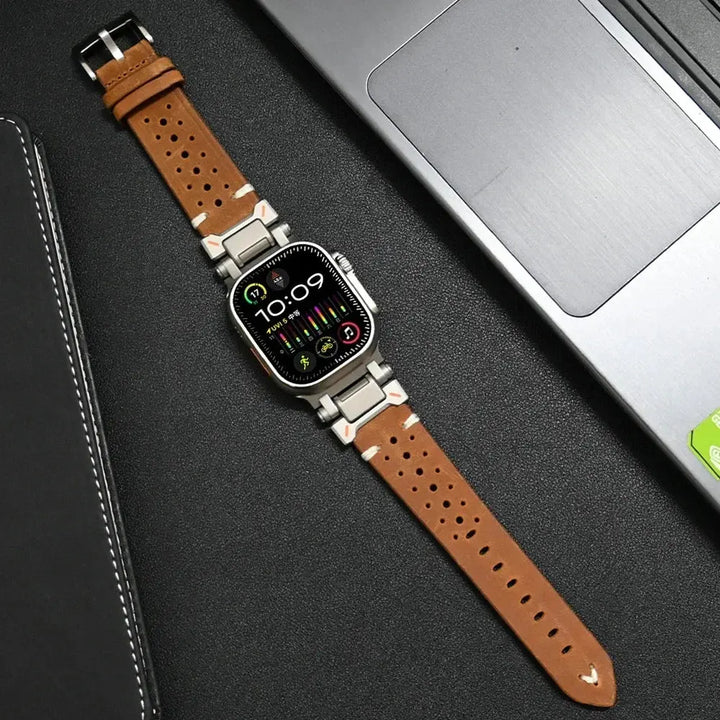 Luxury Leather Band for Apple Watch Ultra 2 49mm Series 10 46mm 9 8 7 45mm Correa Strap for iWatch 6 5 4 Se 3 44mm 42mm Bracelet Avontic