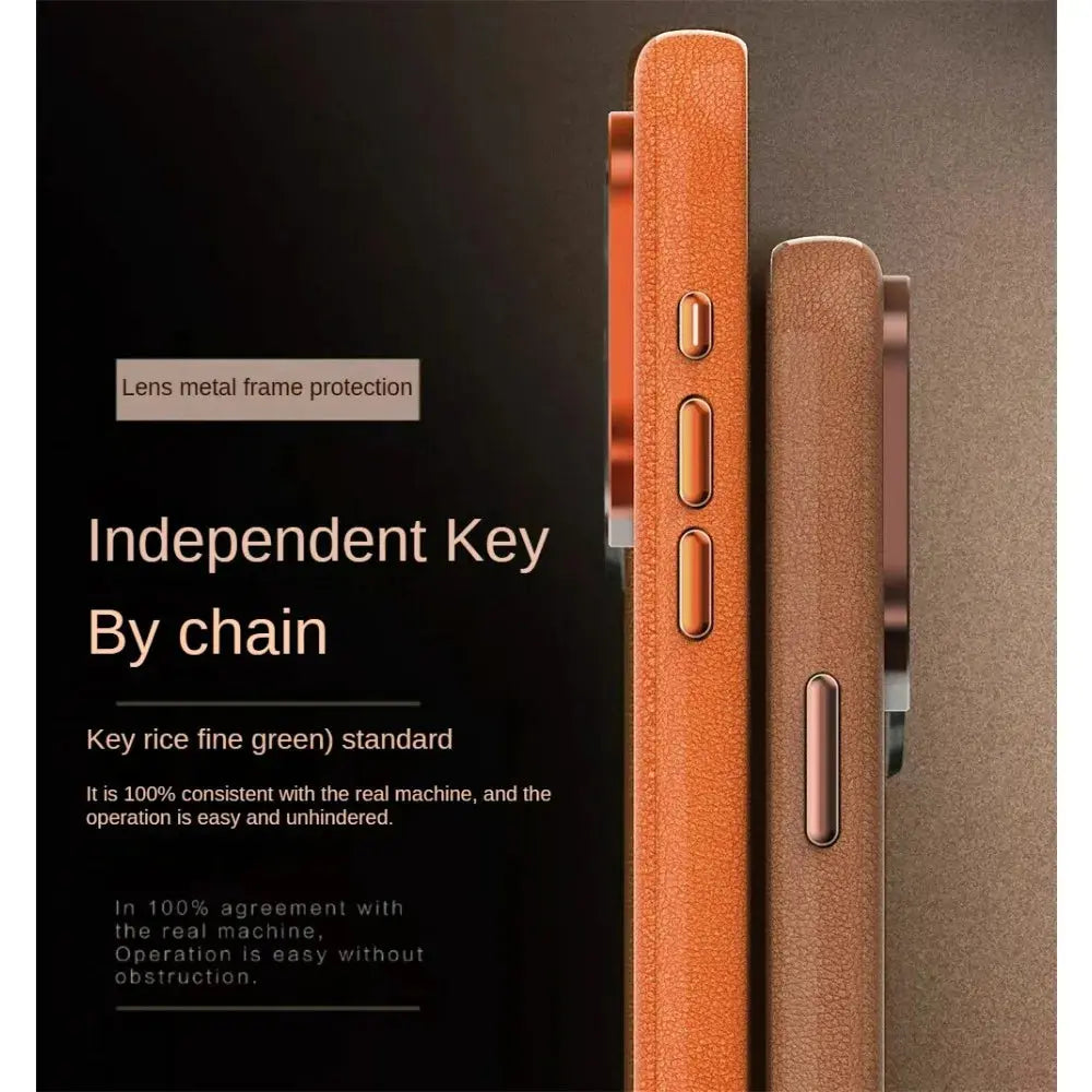 Luxury Matte Leather MagSafe Compatible Case for iPhone 16, 16 Pro, 16 Pro Max & Previous Models – Wireless Charging & Shockproof Protection — product view 3