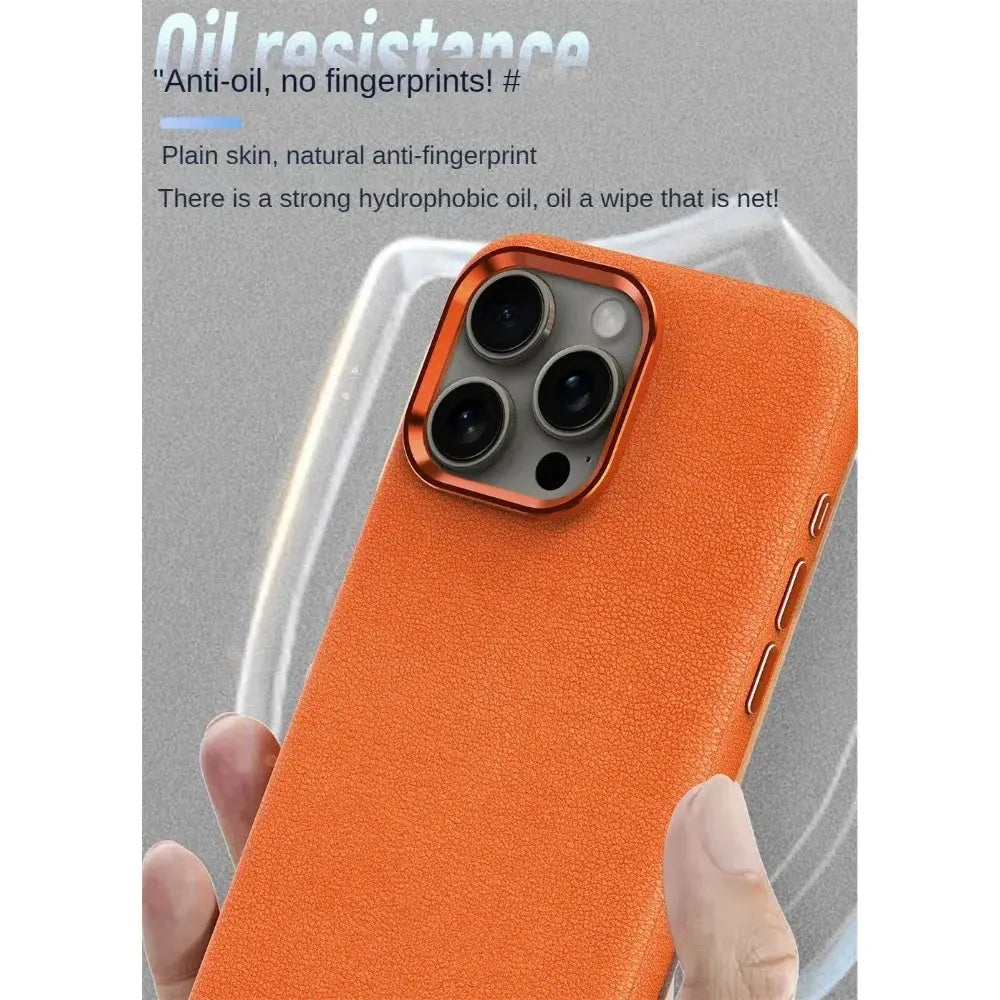 Luxury Matte Leather MagSafe Compatible Case for iPhone 16, 16 Pro, 16 Pro Max & Previous Models – Wireless Charging & Shockproof Protection — product view 4