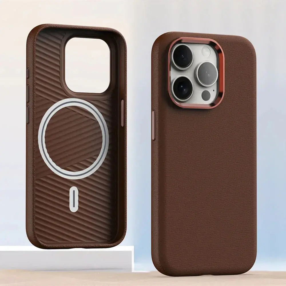 Luxury Matte Leather MagSafe Compatible Case for iPhone 16, 16 Pro, 16 Pro Max & Previous Models – Wireless Charging & Shockproof Protection — product view 8
