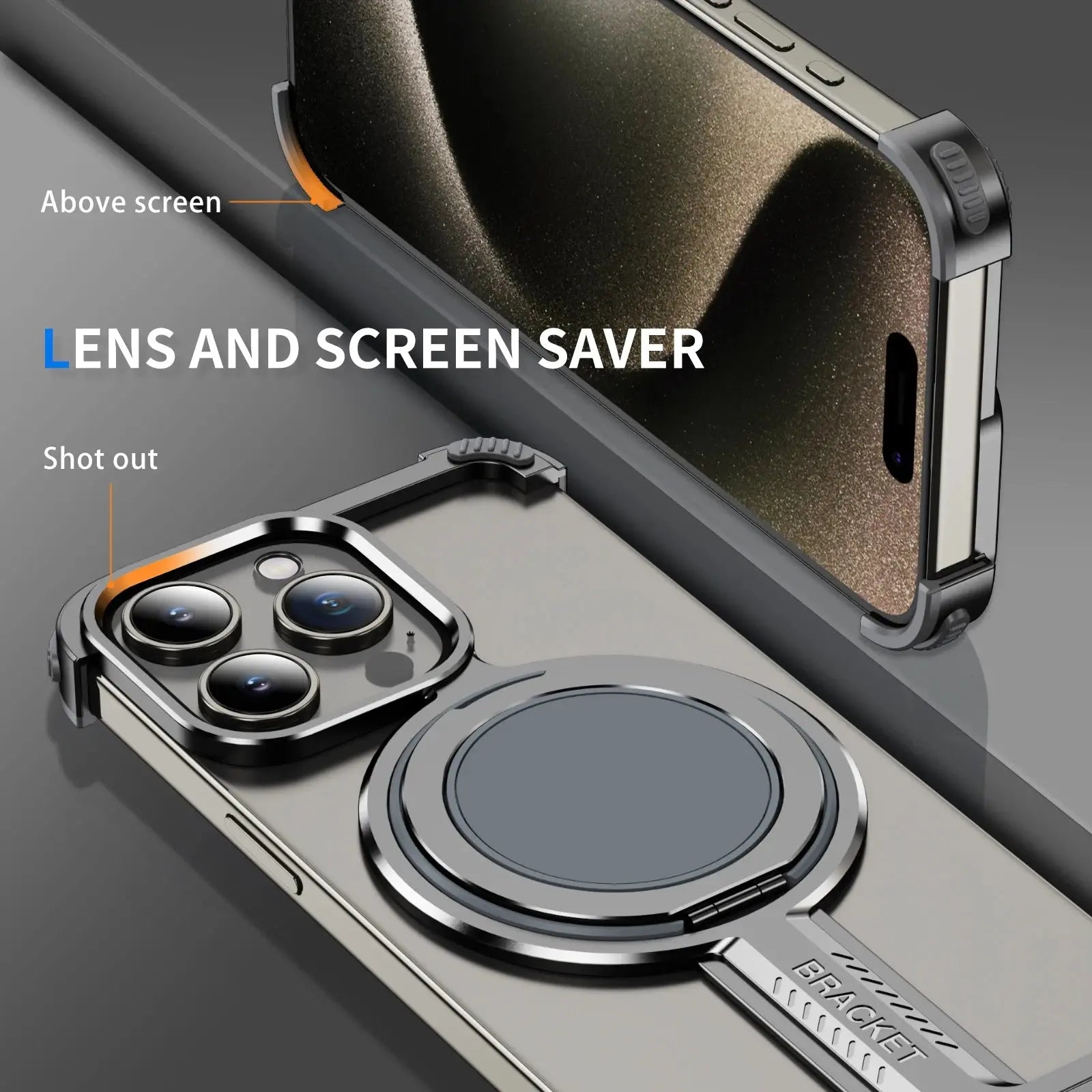 Luxury Titanium Alloy Bumper Phone Case For iPhone 12 13 14 15 16 Pro Max 16Plus 16Pro Metal Magnetic 360° Stand Rimless Cover Avontic