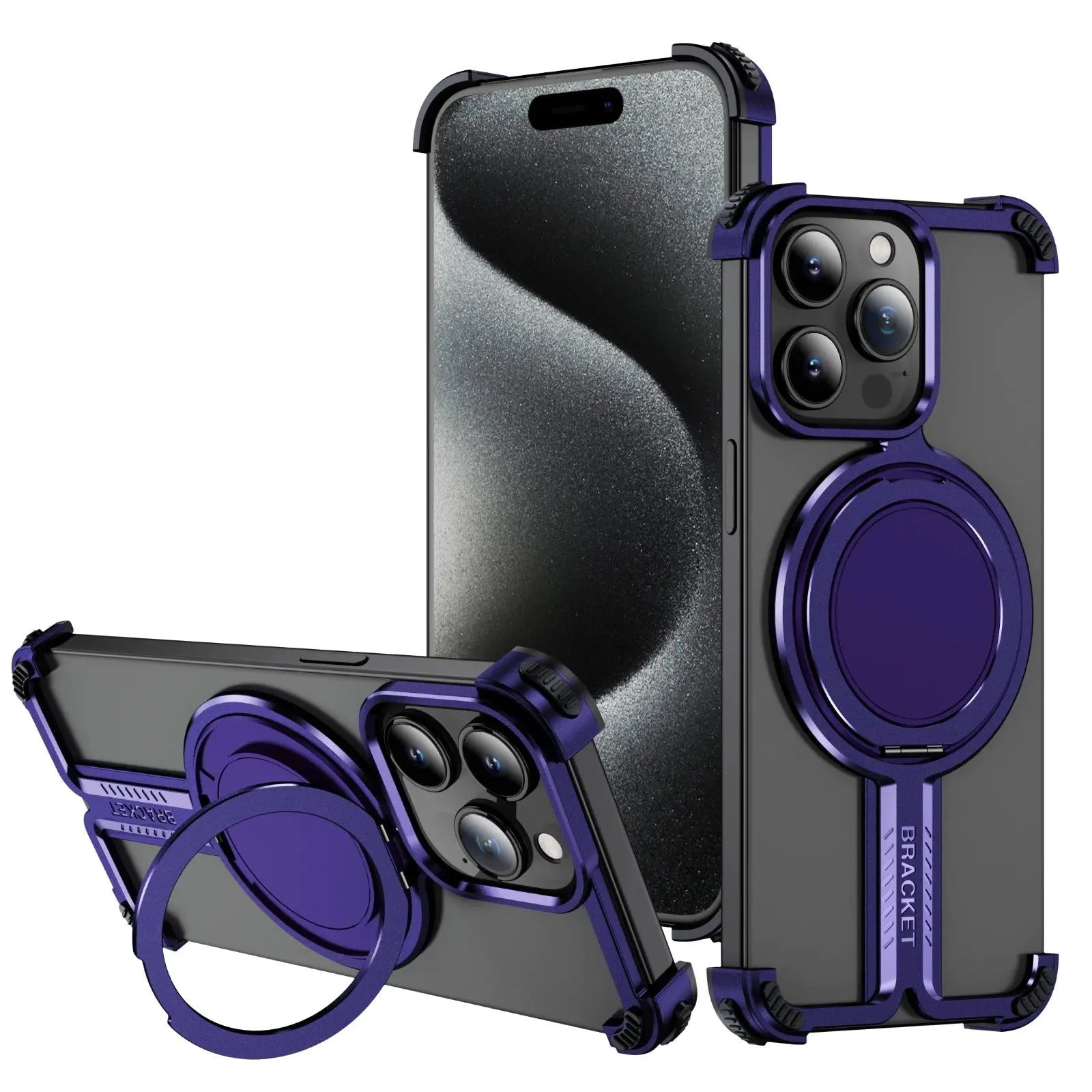Premium Titanium Alloy 360° Magnetic Stand Case for iPhone 16 & Earlier Models — product view 4