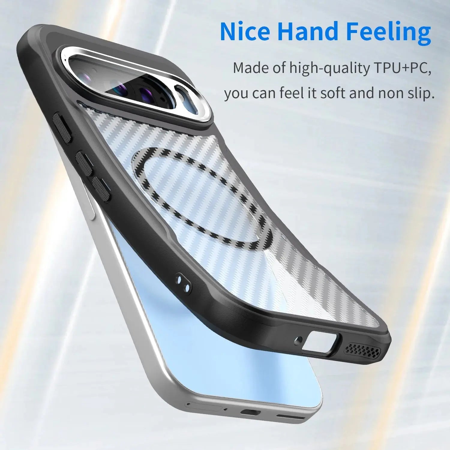 Magnetic Frosted Carbon Fiber Pattern TPU+PC Case For Google Pixel 9 Pro XL Pixel9 Pro XL 5G ShockProof Alloy Lens Phone Cover Avontic