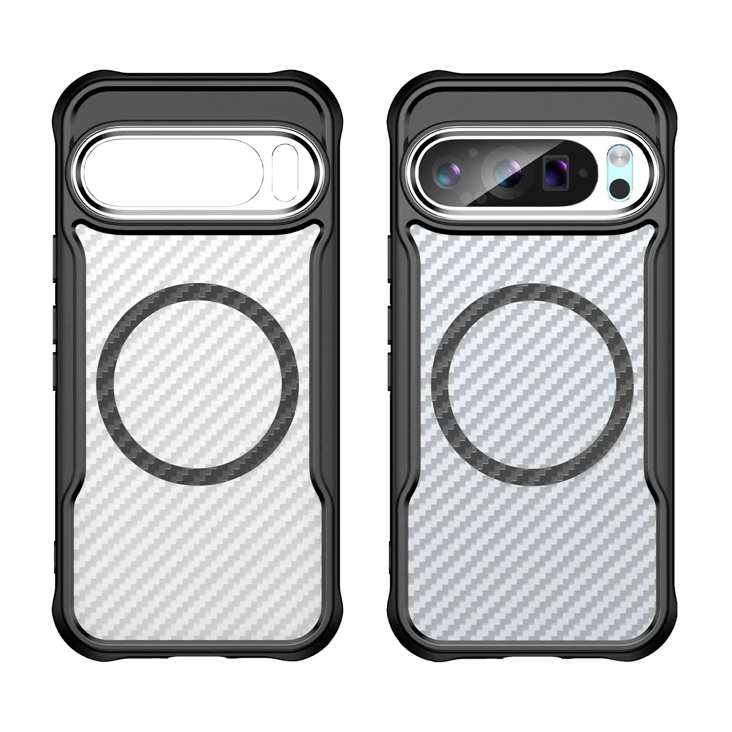 Magnetic Frosted Carbon Fiber Pattern TPU+PC Case For Google Pixel 9 Pro XL Pixel9 Pro XL 5G ShockProof Alloy Lens Phone Cover Avontic