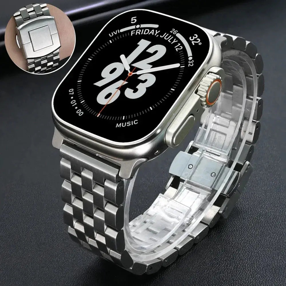 Men Stainless Steel Strap for Apple Watch 10 46mm Ultra 1 2 49mm Luxury Link Bracelet for Iwatch Series 9 8 7 6 5 4 Se 45mm 44mm Avontic