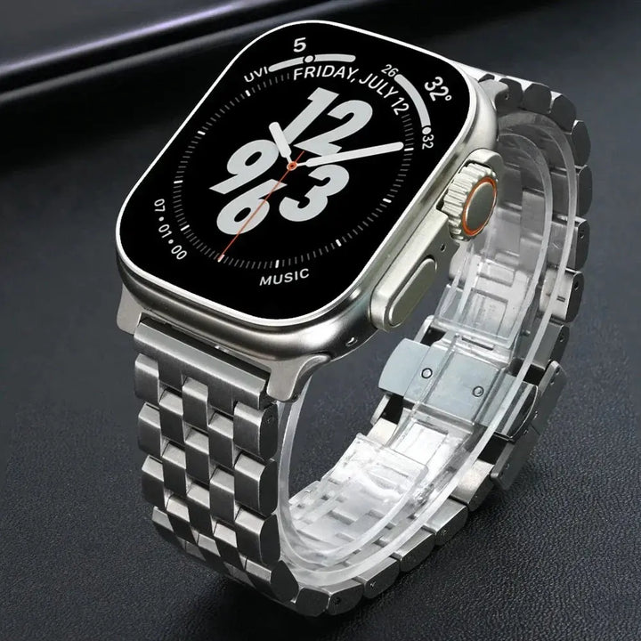 Luxury Men’s Stainless Steel Link Band for Apple Watch Series 12 (46mm) & Ultra 4 (49mm)