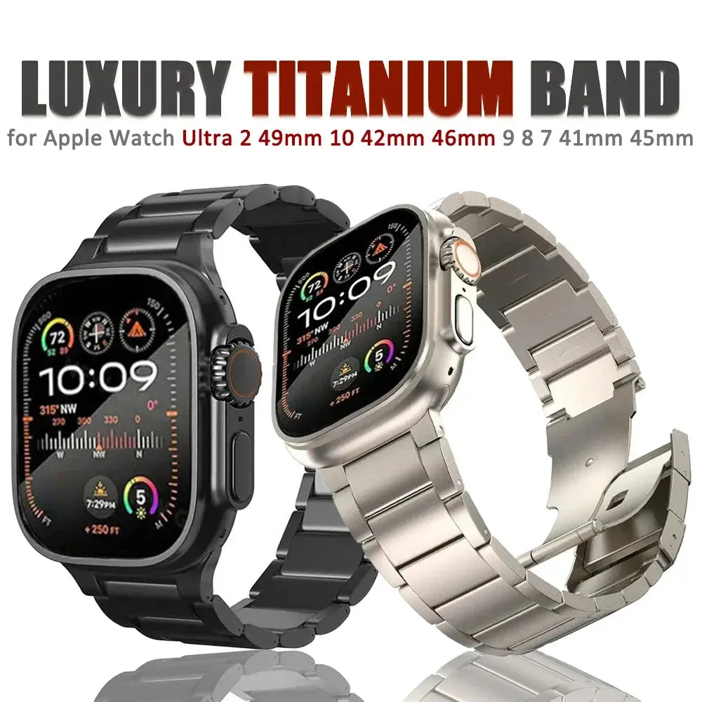 Men Titanium Band for Apple Watch Ultra 2 49mm 46mm 42mm 45 44 40 41 38mm Metal Luxury Strap for iwatch 10 9 8 7 6 5 se Bracelet Pinnacle Luxuries