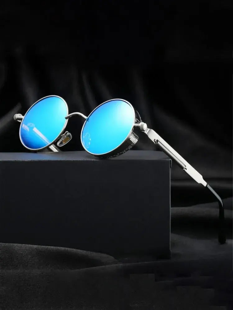 Metal Steampunk Sunglasses Men Women Fashion Round Glasses Brand Designer Vintage Sun Glasses High Quality Oculos de sol 2021 Pinnacle Luxuries