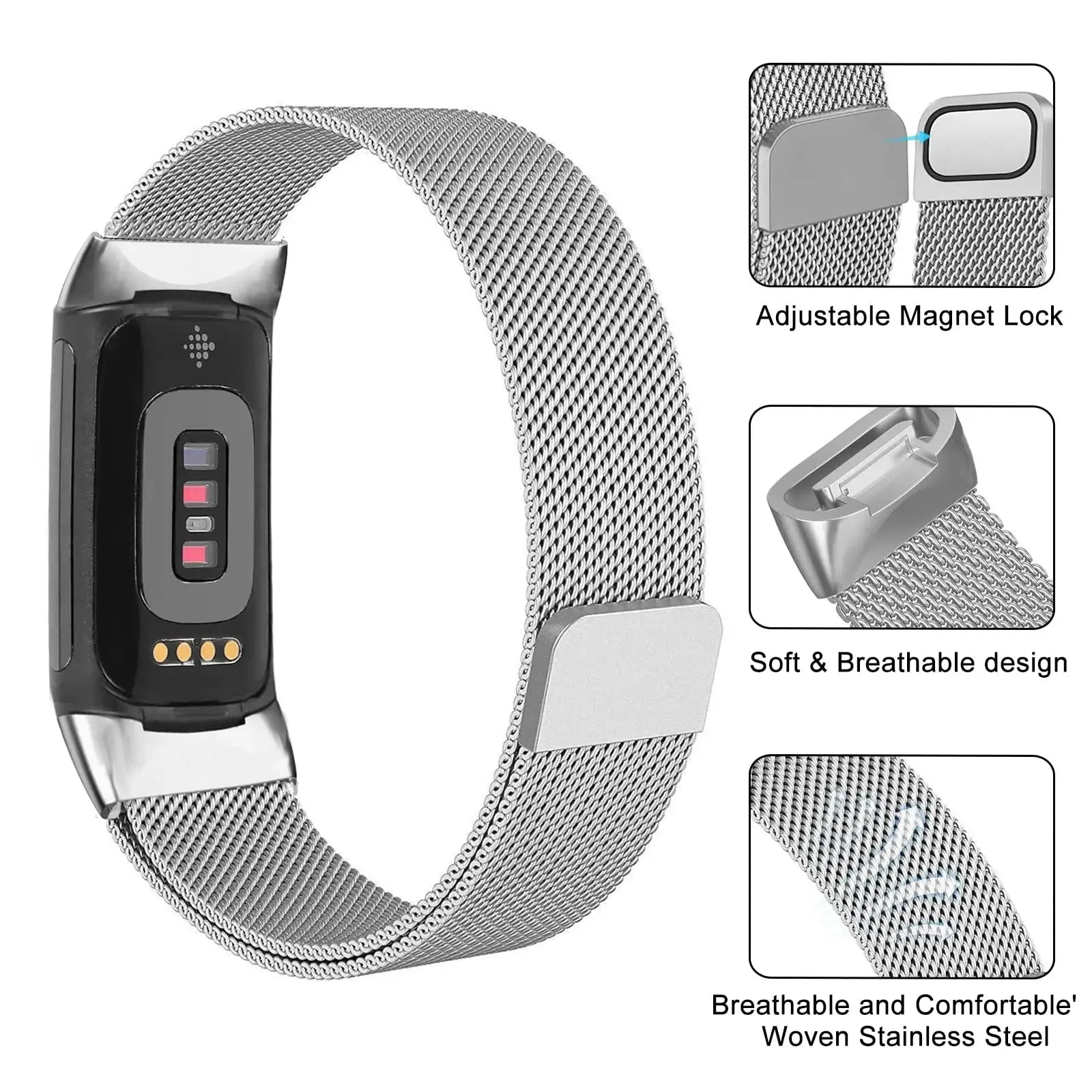 Milanese loop For fitbit charge 6 5 band replacement charge6 wristband stainless steel magnetic bracelet fitbit charge 5 Strap Avontic