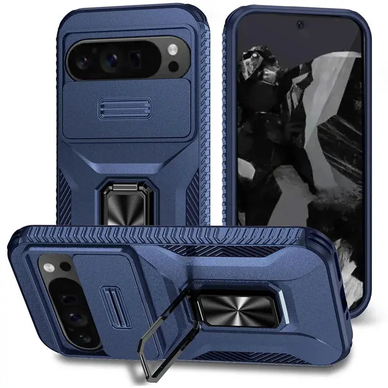 FortiGuard Military Grade Ring Holder Case for Google Pixel 9 Pro XL - Heavy Duty Protection with Camera Lens Slide Cover — product view 3