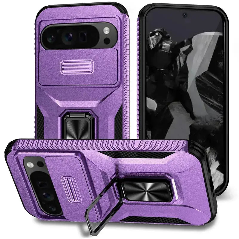 FortiGuard Military Grade Ring Holder Case for Google Pixel 9 Pro XL - Heavy Duty Protection with Camera Lens Slide Cover — product view 7