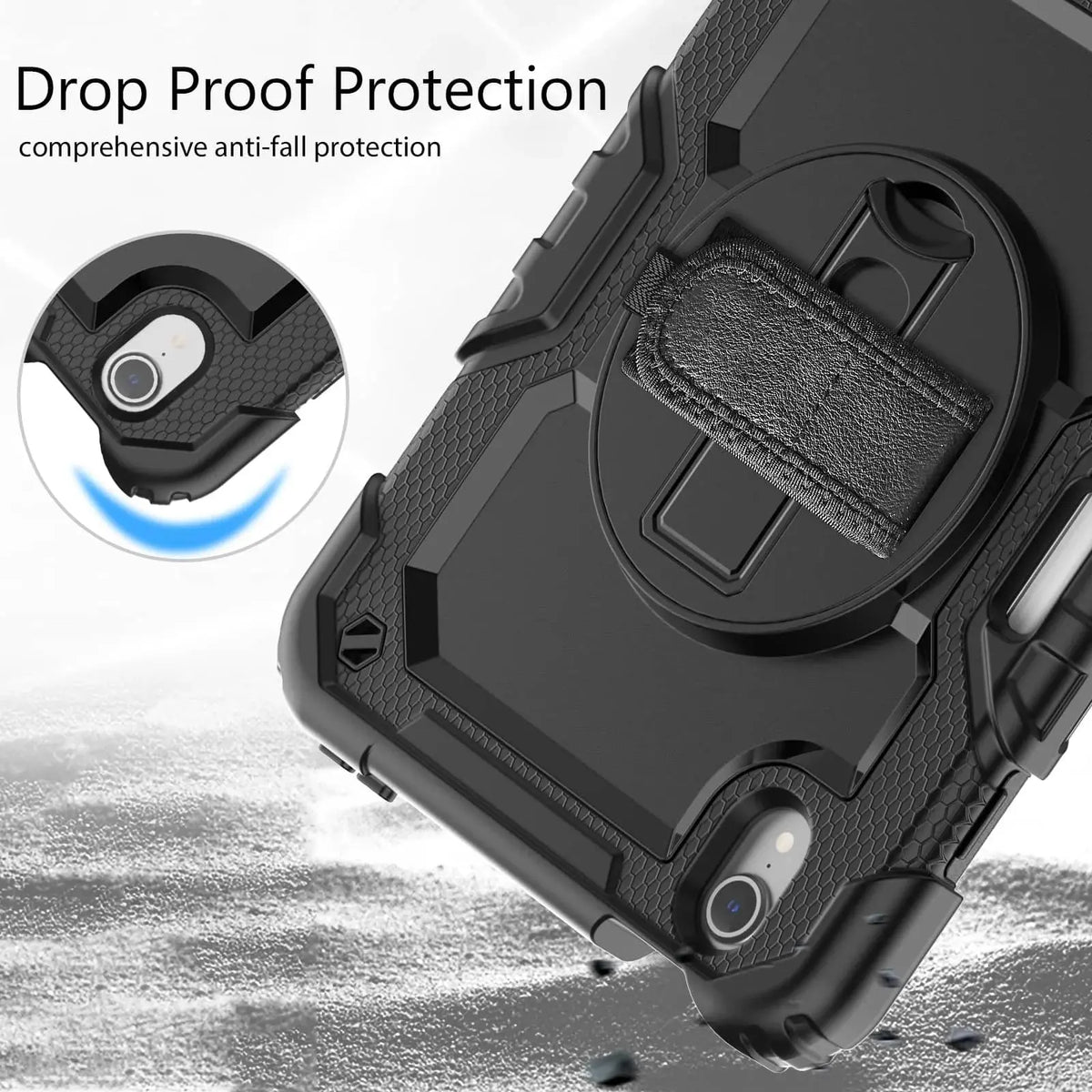 Case for iPad Mini 7 (A17 Pro)2024/ Mini 6 8.3'' with Screen Protector Pencil Holder [360 Rotating Hand Strap] &Stand Shockproof Avontic