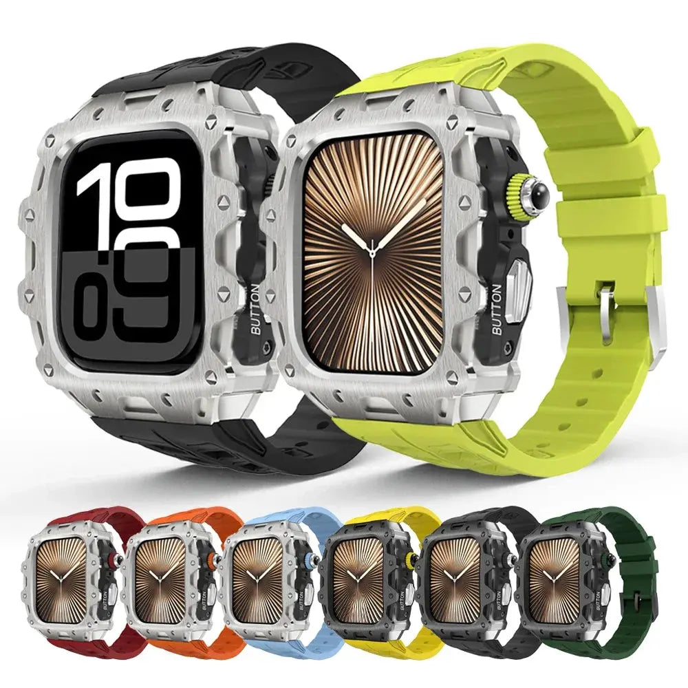 Modification Kit Case Band for Apple Watch Series 10 46mm Luxury Sports Zinc Cover for Iwatch 10 46 Silicone Strap Men Watchband Avontic