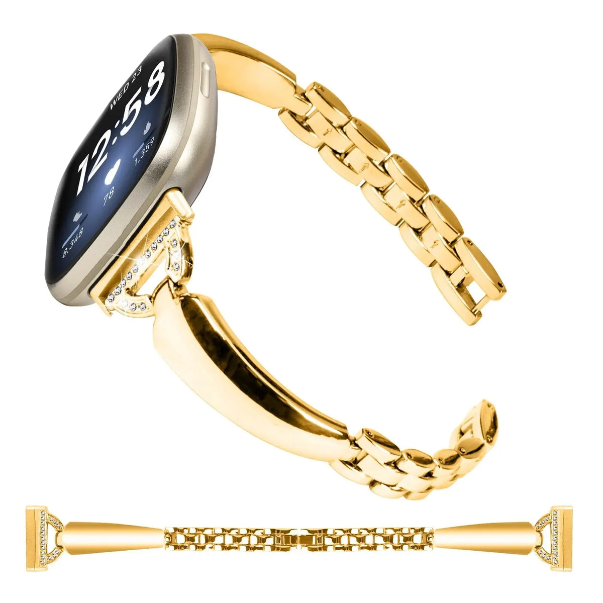 New Metal Watch Strap For Fitbit Versa 4 3 sense Smart watch Wrist Bracelet Band  Stainless Steel Zinc alloy diamond strap Avontic