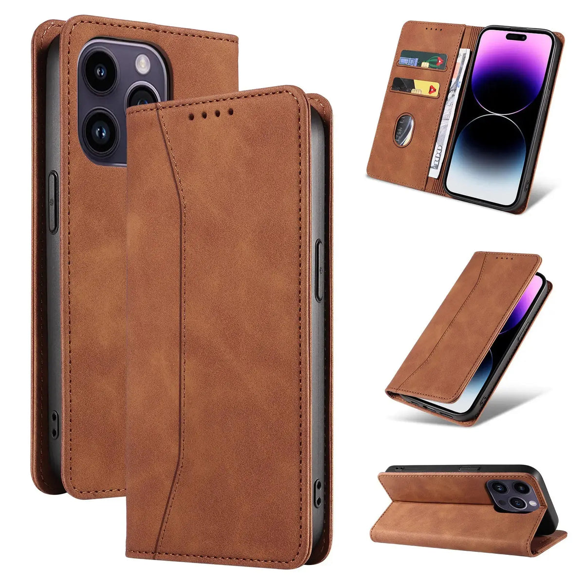 WEFOR Flip Wallet Case for iPhone 15 5G/14/ Pro Max, Leather Magnetic Folio Cover with Card Holder, Kickstand - TPU Shockproof Avontic