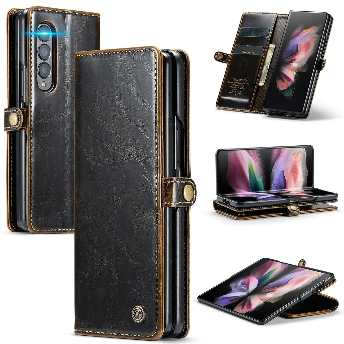 Protection Business Leather Case for Samsung Galaxy Z fold6 Fold3 Fold 6 5 4 Fold5 Fold4 Fold 3 5G Card Pocket Phone Cover Avontic