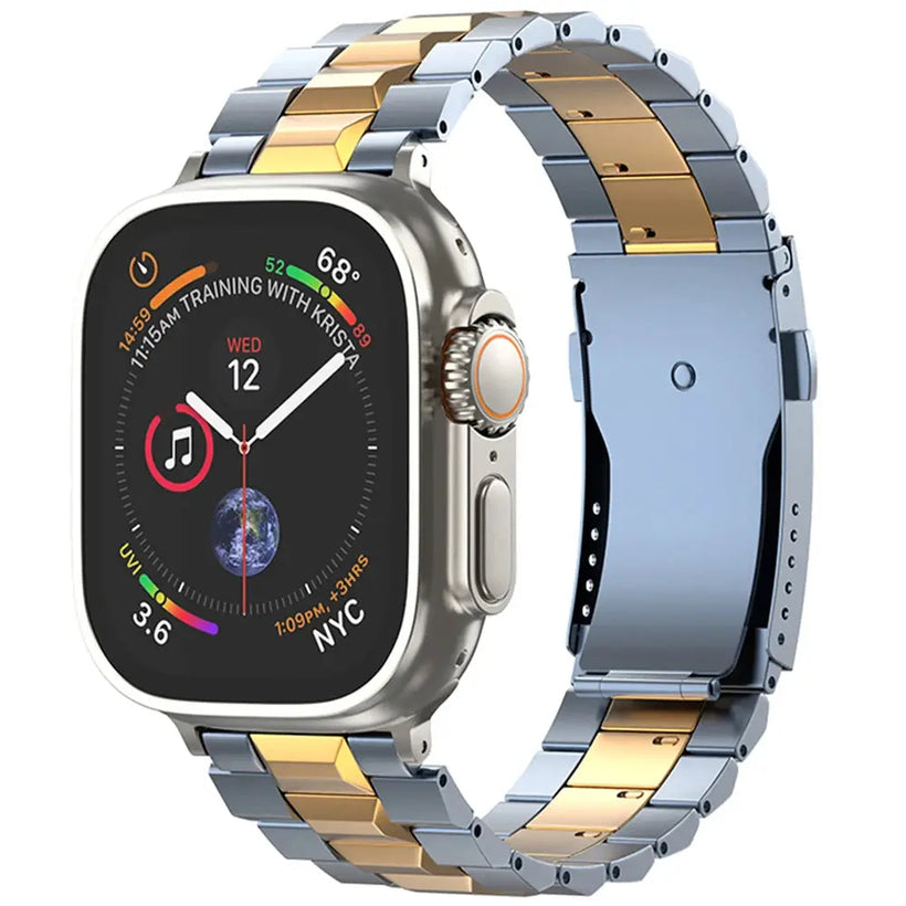 TitaniumVanta Prestige Series Blue-Gold Titanium Band for Apple Watch Ultra 49mm, Series 10/9/8/7/6/SE, 44–46mm – Luxury Two-Tone Design
