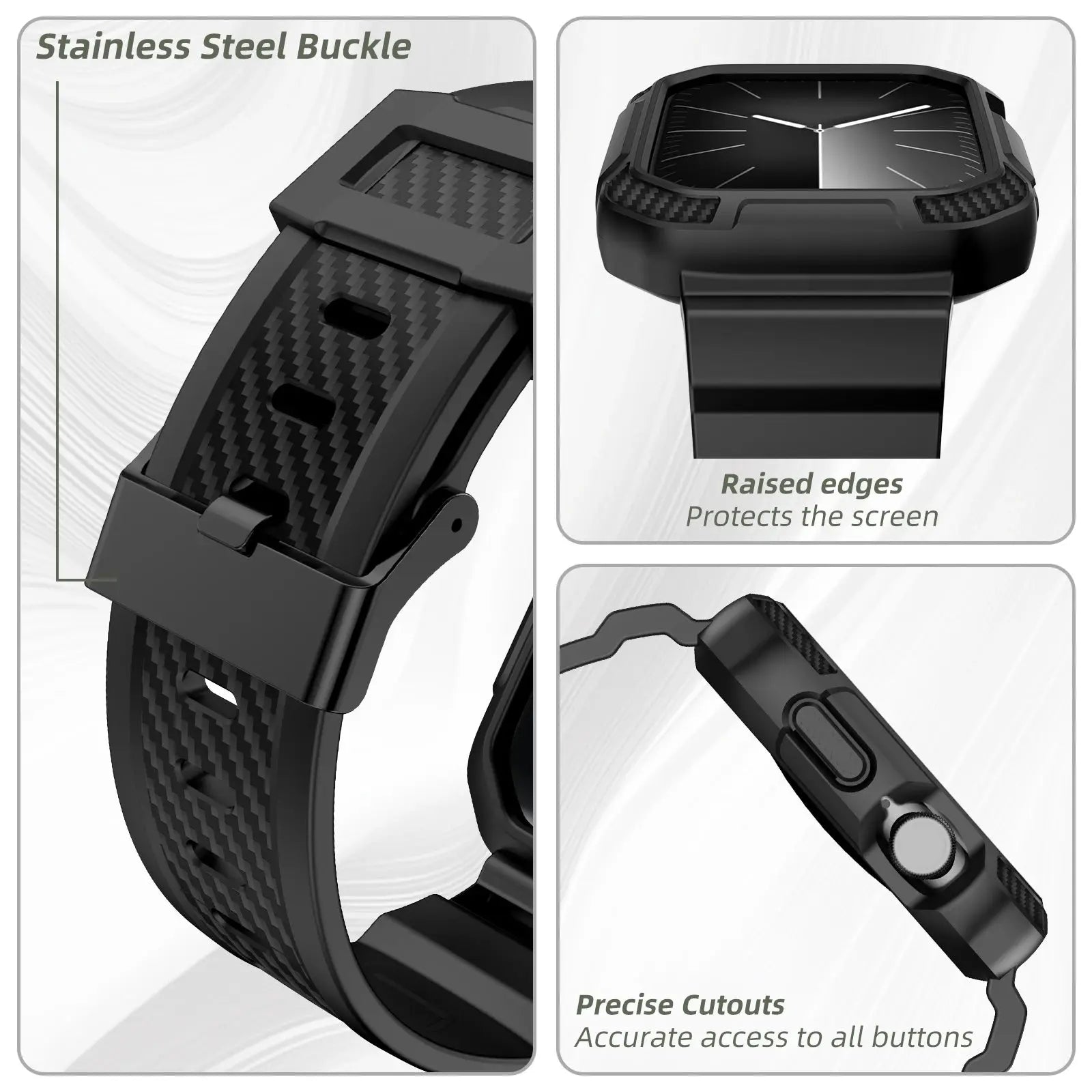 Rubber Case And Strap for Apple Watch Series 10 46mm Sport Rubber Band for Iwatch 10, All-around Protection Watch Strap 46mm Avontic