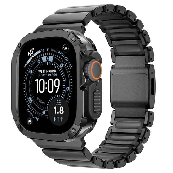 TitanFusion UltraGuard Series — Titanium Metal Band + Rugged Case for Apple Watch Ultra 4/3/2/1 (49mm), Series 11/10 (46mm), Series 11/10/9/8 (46/45/44mm)