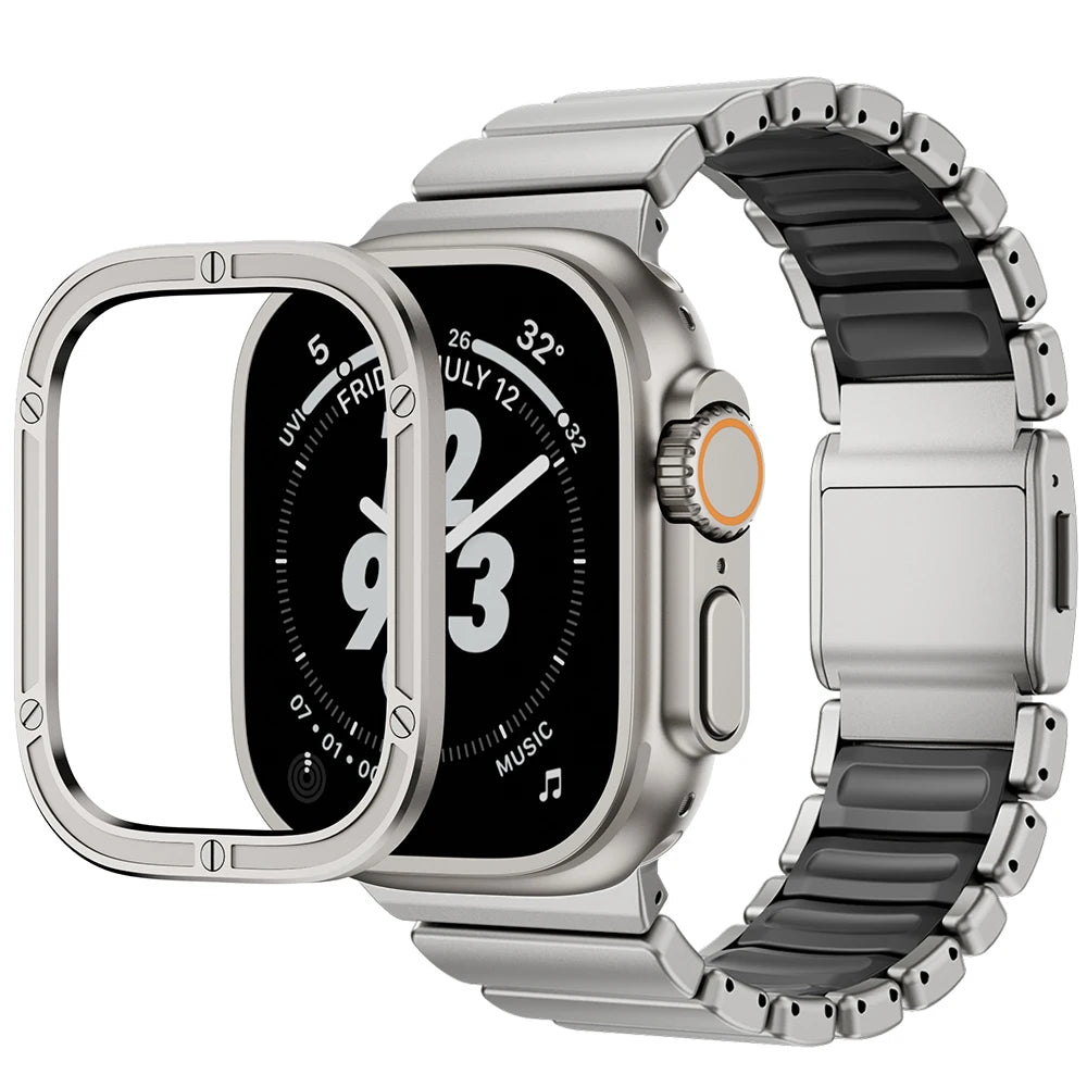 TitanEdge™ Prestige Titanium Band + Faceplate Bumper for Apple Watch Ultra 3 • 2 • 1 – 49 mm