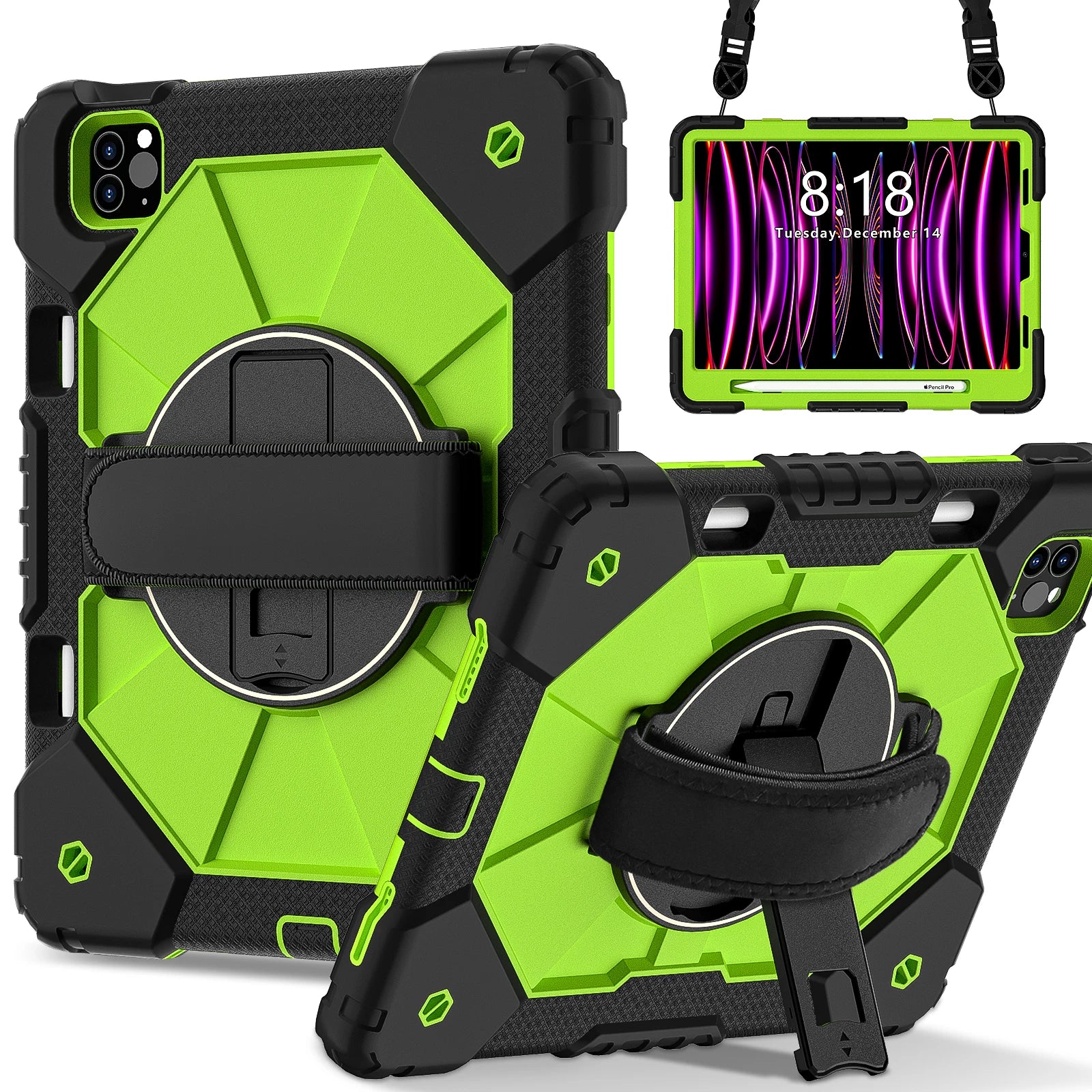 RhinoGuard Apex 360 Command Rugged iPad Case with Kickstand & Hand Strap