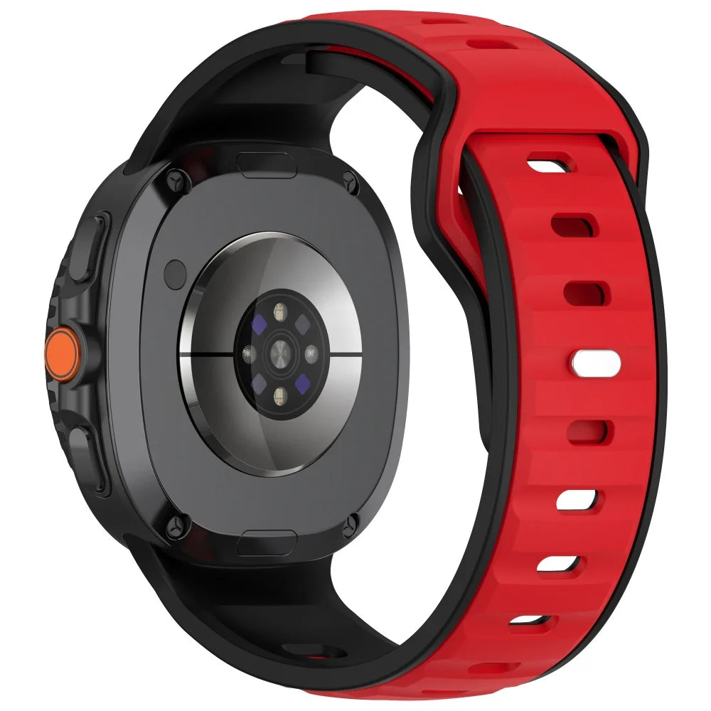 Avontic PulseFlex Black / Red vented silicone sport band for Galaxy Watch9, Watch8 and Watch8 Classic on a clean background