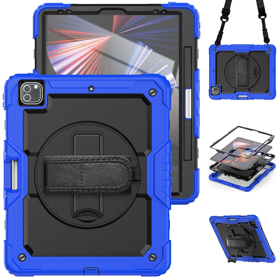 RhinoGuard Pro Rugged iPad Case with Hand Strap Shoulder Strap and Kickstand