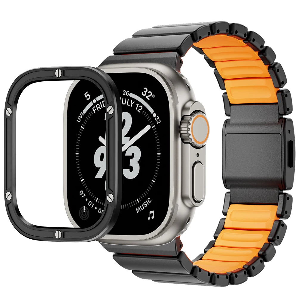 TitanEdge Prestige Titanium Band + Faceplate Bumper for Apple Watch Ultra 3 • 2 • 1 – 49 mm