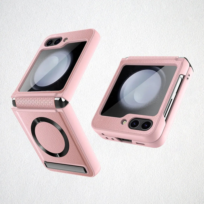 ElegantKick Leather MagSafe Compatible Phone Case for Samsung Galaxy Z Flip 5 Avontic