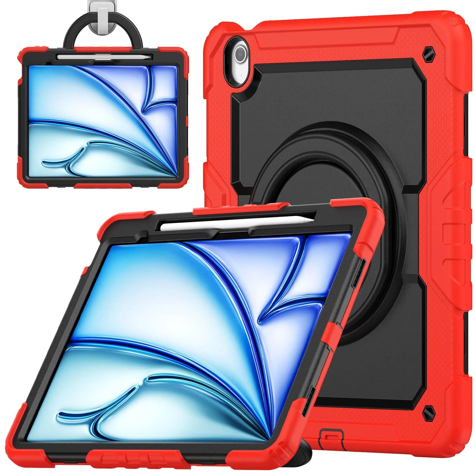 RhinoGuard Heavy Duty iPad Case with Rotating Stand & Shoulder Strap | Rugged Protective Case for iPad Air 13 (2024-2026)
