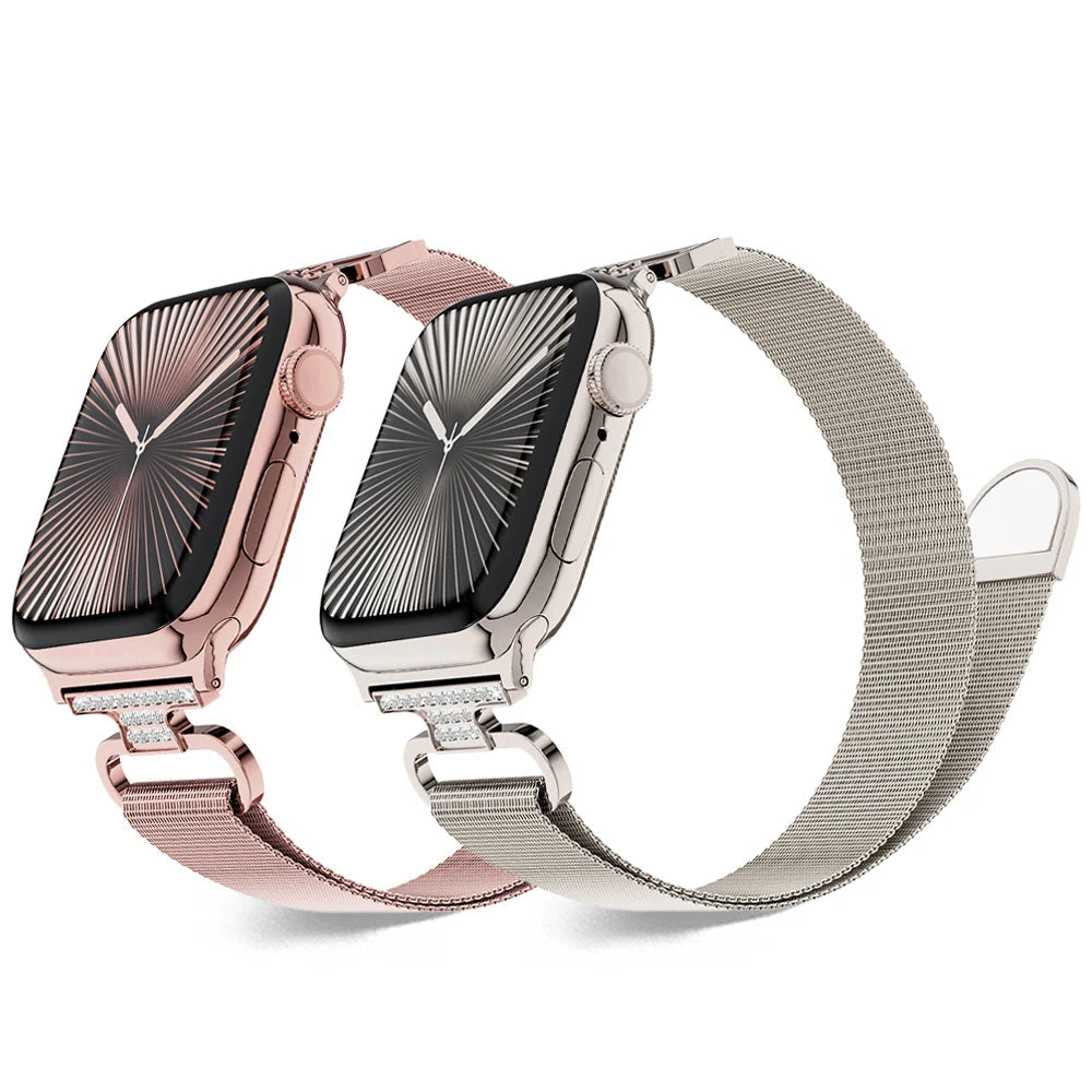 Luxe Milanese Magnetic Band for Women – Stainless Steel Mesh Apple Watch Strap Ultra 3/Ultra 2/Ultra 49mm, Series 11/10/9/8/7/6/SE 46mm 45mm 44mm 41mm 40mm 38mm