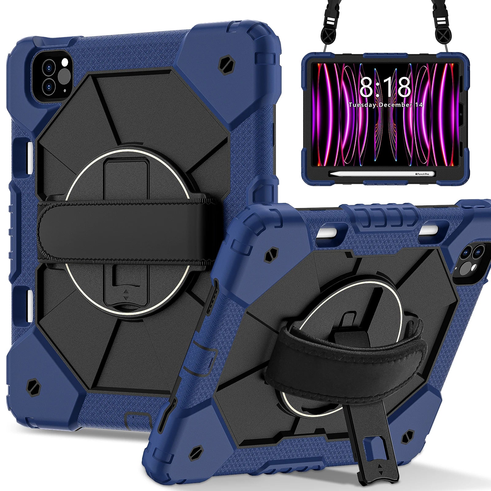 RhinoGuard Apex 360 Command Rugged iPad Case with Kickstand & Hand Strap