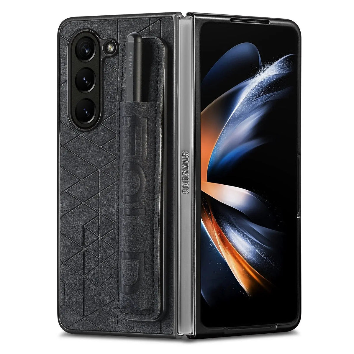 For Samsung Galaxy Z Fold 5 Fashion Case with Wristband Ring Design & Pen Holder Lightweight Slim and Fit Anti-fall Cover Avontic
