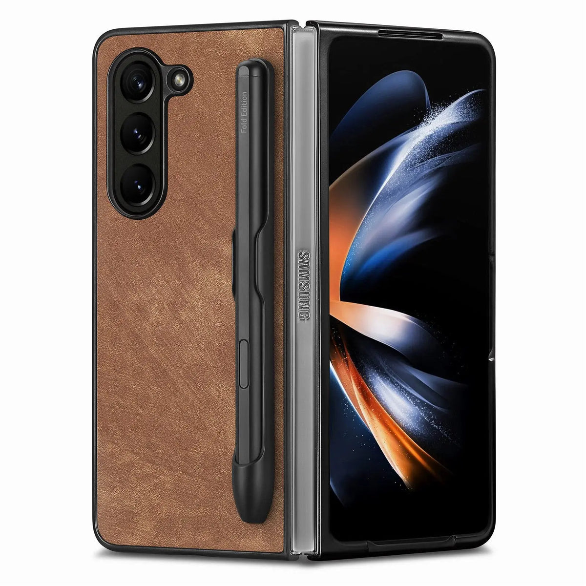 Retro Case for Samsung Galaxy Z Fold 5 Fashion with Pen Holder Elegant Touch Slim Thin Anti-Drop Protection Phone Cover Avontic