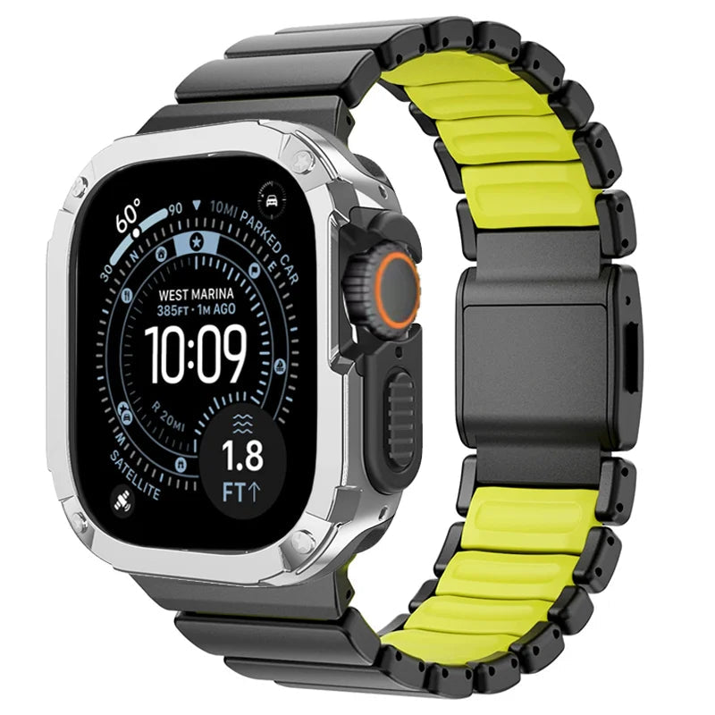 TitanFusion™ UltraGuard Series — Titanium Metal Band + Rugged Case for Apple Watch Ultra 3, Ultra 2, Ultra 1, Series 11, 10, 9, 8 (49mm / 46mm / 45mm / 44mm)