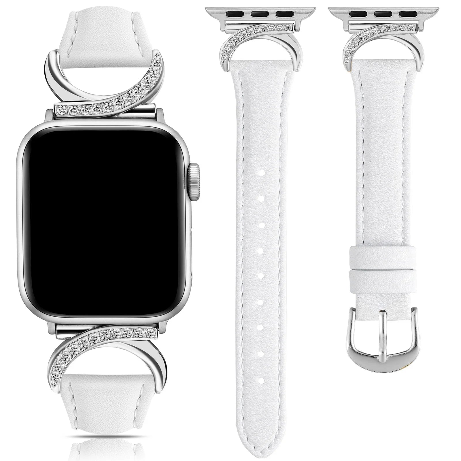 LuxeCurve™ Diamond Leather Band for Apple Watch (Series 1–11 & Ultra 3)