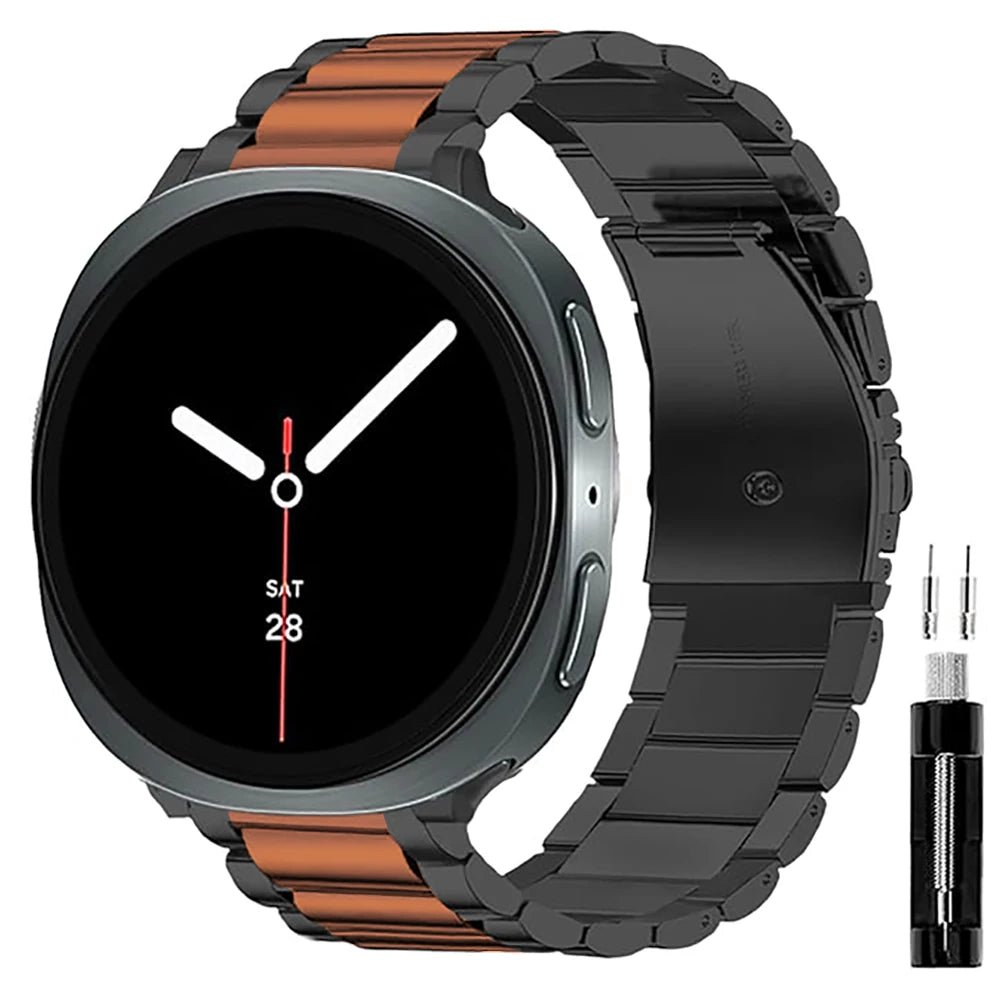 Avontic SteelArc Black Orange stainless steel band for Galaxy Watch9 and Watch8