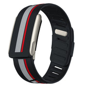 Avontic AeroStripe SportFlex Band for WHOOP 5.0 & MG – Black/Gray/Red – Silver variant on white background