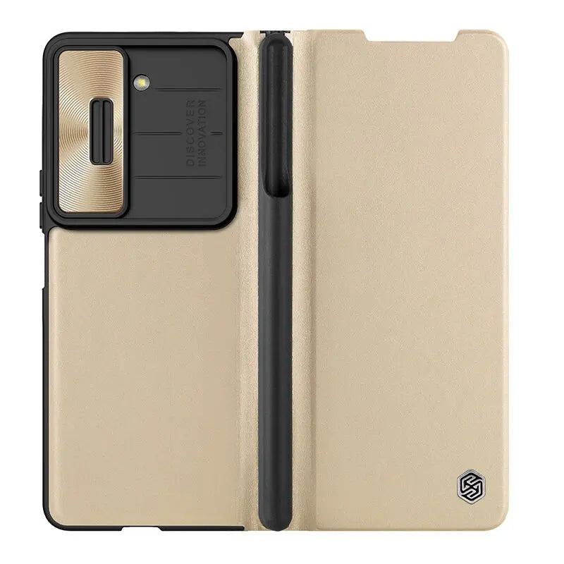 NILLKIN Qin Flip Leather Case for Samsung Galaxy Z Fold 5 with S-Pen Pocket Slide Camera Lens Cover Full Protection Phone Case Pinnacle Luxuries
