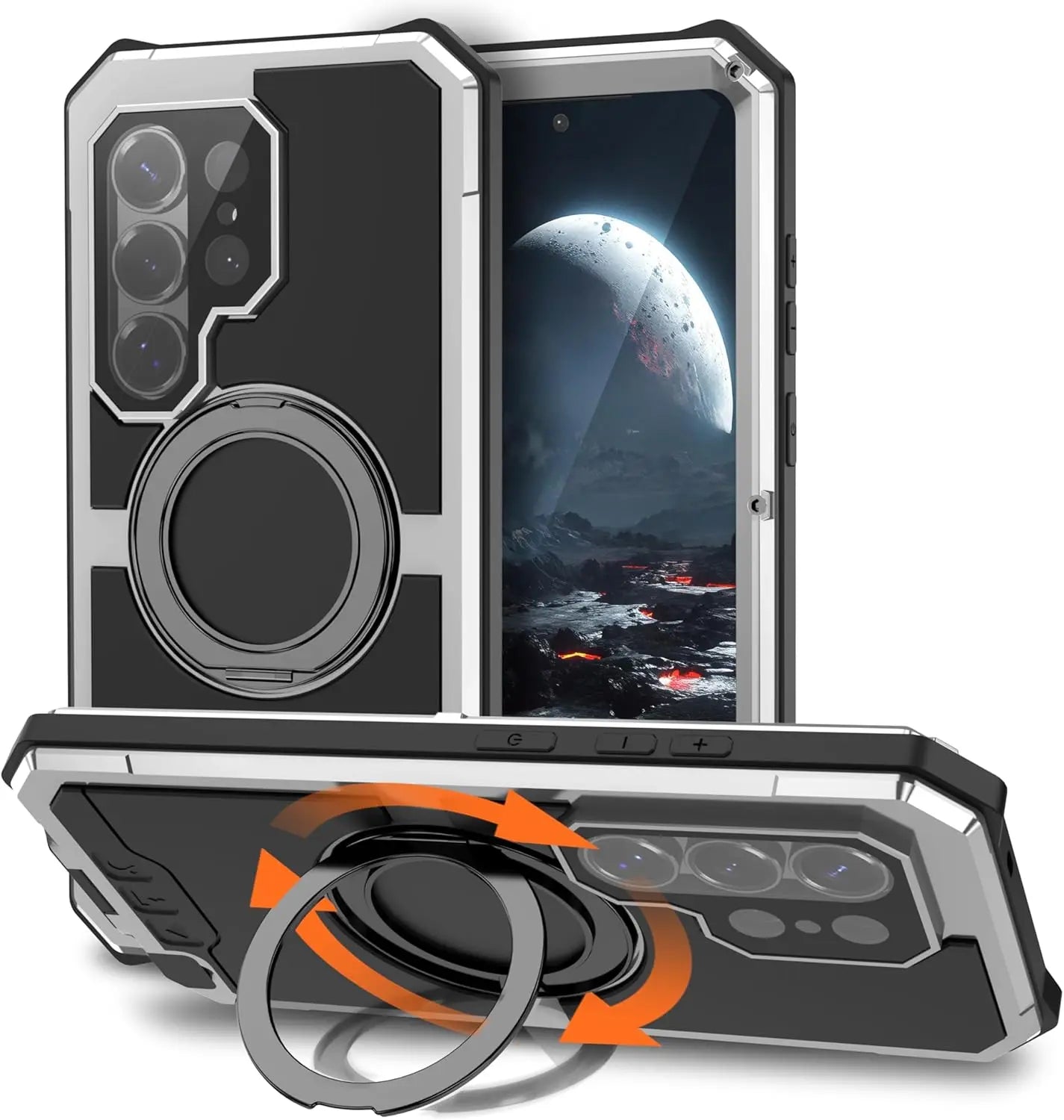 Rugged Aluminum Ring Case for Samsung Galaxy S26 Ultra – 360° Rotating Stand & Military-Grade Protection