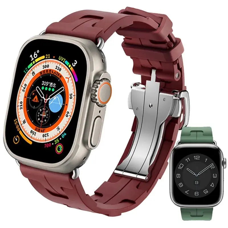 Original Silicone Strap for Apple Watch Band 49mm 45mm 41mm 44mm 42mm 38mm Metal Buckle Sports for IWatch Ultra 9 8 7 6 5 3 SE Avontic