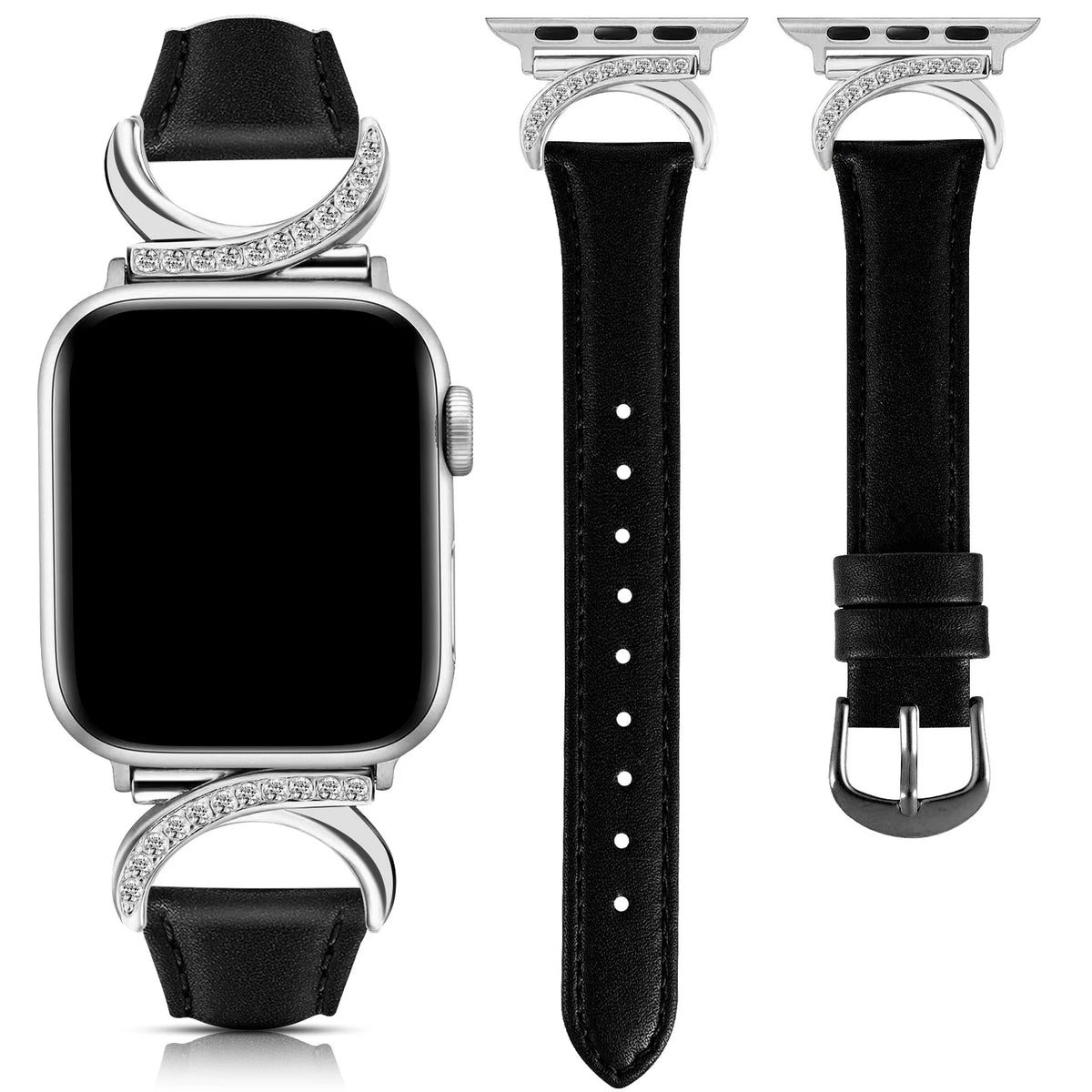 LuxeCurve Diamond Leather Band for Apple Watch (Series 1–11 & Ultra 3)