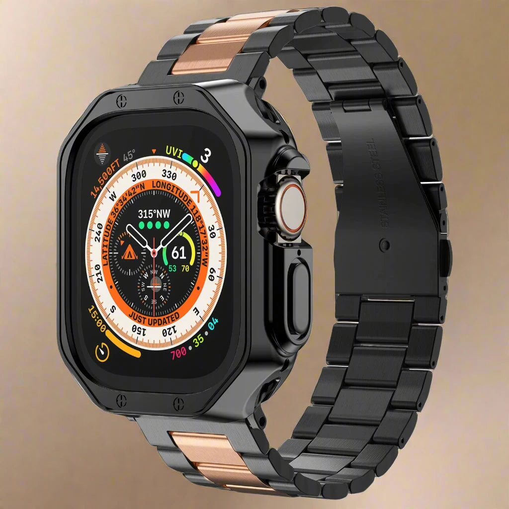 EliteGuard™ Stainless Steel Band & Protective Case for Apple Watch Ultra 3, Ultra 2, Ultra, Series 11–4 (49mm–40mm)