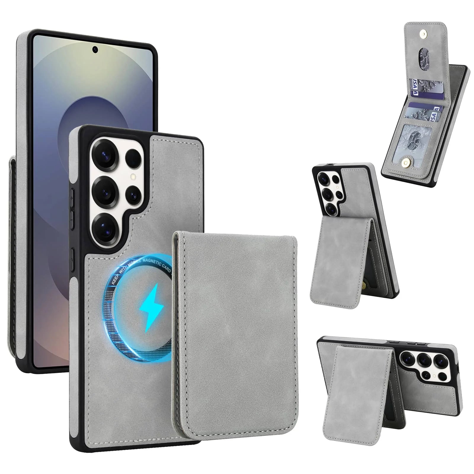 Magnetic Detachable Wallet Case for Samsung Galaxy S25 Ultra RFID Kickstand