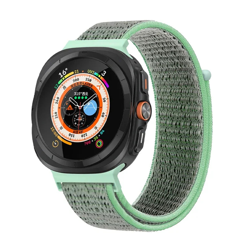 Avontic TrailLoop Sea Blue woven nylon band for Galaxy Watch Ultra and Ultra2 47mm on a clean background