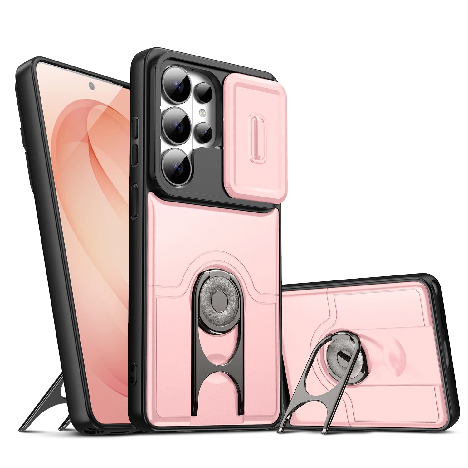 ArmorSlide Pro Magnetic Ring Case for Samsung Galaxy S26 S25 S24 Ultra with Camera Cover Kickstand