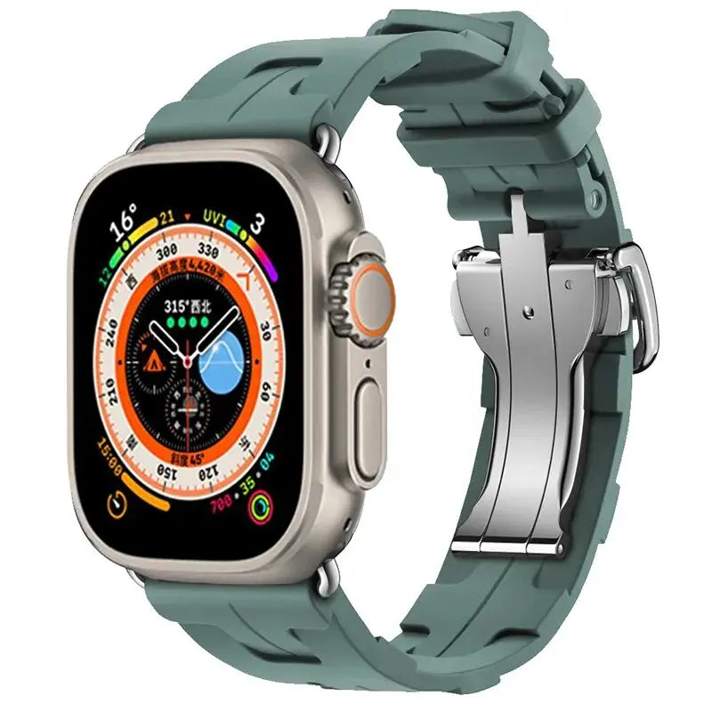 Original Silicone Strap for Apple Watch Band 49mm 45mm 41mm 44mm 42mm 38mm Metal Buckle Sports for IWatch Ultra 9 8 7 6 5 3 SE Avontic