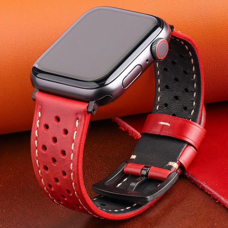 AeroLeather Pro Breathable Performance Leather Band for Apple Watch