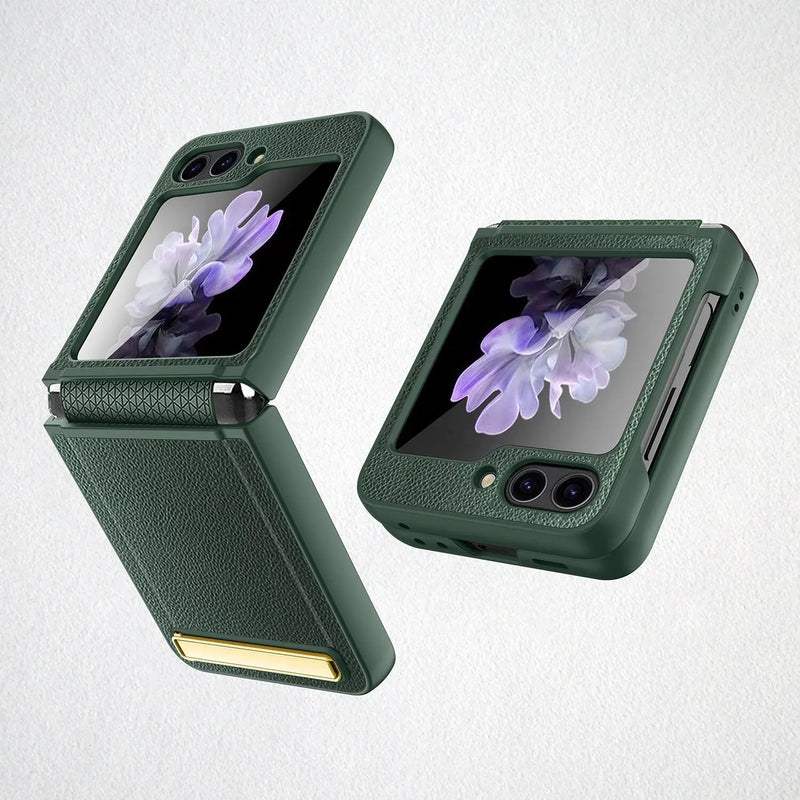 LuxuryGlide Sleek Leather Phone Case for Samsung Galaxy Z Flip 5 Avontic